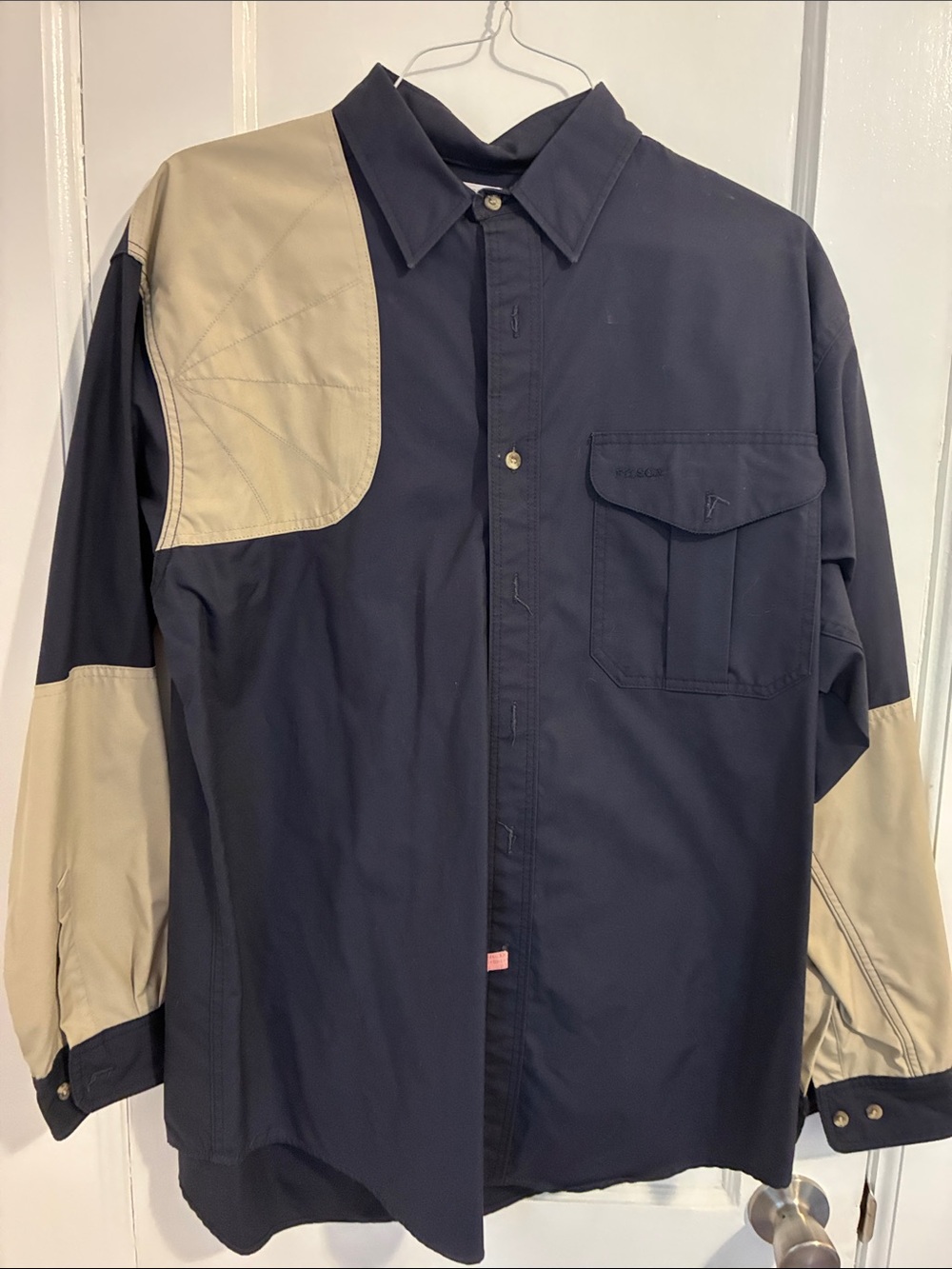 Filson Men's Two-Tone Navy and Beige Utility Shirt Jacket